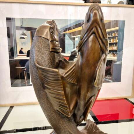 Edouard Marcel Sandoz entwined carps bronze Susse Fr&egrave;res foundrymen 1920 Bronze 20th century - photo 6