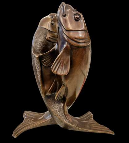 Edouard Marcel Sandoz entwined carps bronze Susse Fr&egrave;res foundrymen 1920 Bronze 20th century - photo 7