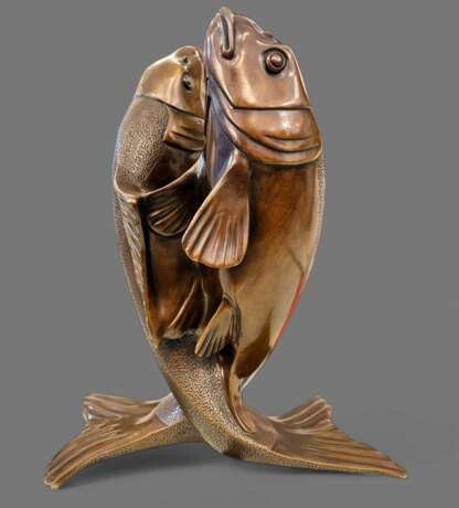 Edouard Marcel Sandoz entwined carps bronze Susse Fr&egrave;res foundrymen 1920 Bronze 20th century - photo 8