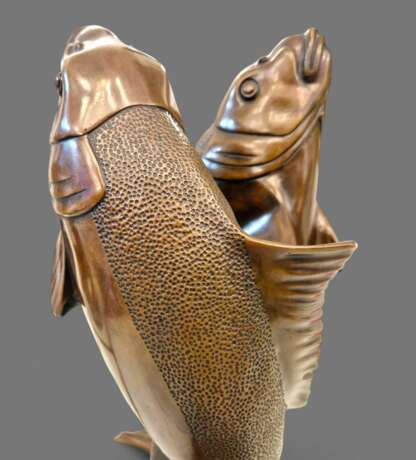 Edouard Marcel Sandoz entwined carps bronze Susse Fr&egrave;res foundrymen 1920 Bronze 20th century - photo 17