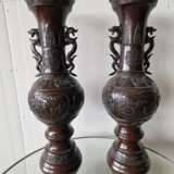 A pair of beautiful Japanese bronze vases Bronze Asian Art 19th century - Foto 1