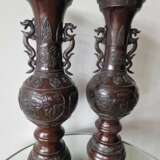 A pair of beautiful Japanese bronze vases Bronze Asian Art 19th century - Foto 3