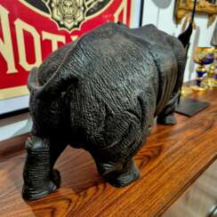 Carved wood rhinoceros, Circa 1950