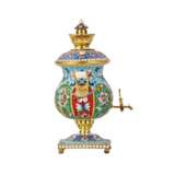Samovar en argent dore et emaux peints. Émail Neo-Russian 20th century - photo 3