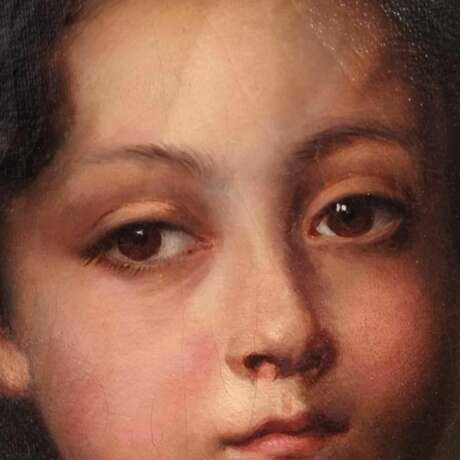 19th Century Oval Portrait of Aristocrat Girl in Gilded Frame Холст Louis-Philippe Carl X 19th century г. - фото 4