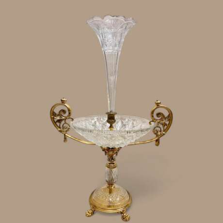 Baccarat Cut Crystal Centerpiece Mounted on Chiseled Gilt Bronze 19th Century Crystal bronze Napoleon III 19th century - Foto 7