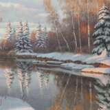  Paysage d`hiver. Bord de rivi&egrave;re en hiver. Boris Bessonov (1862-1934) Canvas oil realism Early 20th century - Foto 4