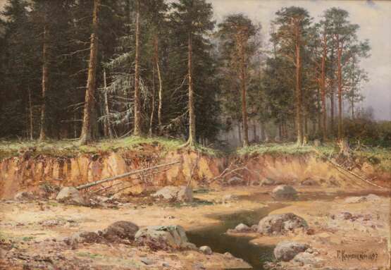 Painting Pine Forest. Kamensky Gavriil Pavlovich 1897 Canvas oil realism At the turn of 19th -20th century - photo 2