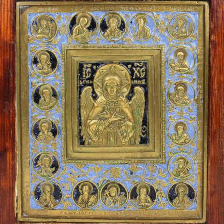 CAST ICON THE SILENT CHRIST WITH SELECTED SAINTS RUSSIA LATE 19TH CENTURY Wood 19th century - photo 2