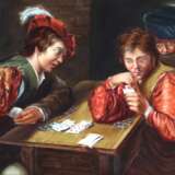 PORCELAIN PLAQUE WITH A GENRE SCENE &ldquo;CARD SHARPS&rdquo; KPM BERLIN TURN OF THE 19TH&ndash;20TH CENTURIES Porcelain Hand Painted Baroque At the turn of 19th -20th century - photo 2