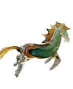 Übersicht. 20th Century Green and Orange Horse Sculpture in Blown Murano Glass from Venice