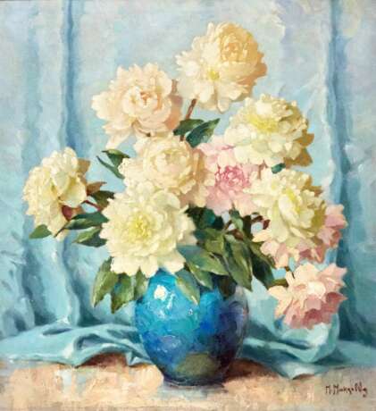 Maximilian Maxolli. Still life with peonies. Canvas oil realism 20th century - photo 2
