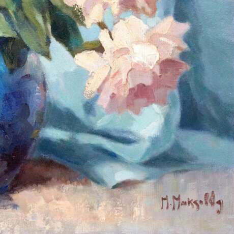 Maximilian Maxolli. Still life with peonies. Canvas oil realism 20th century - photo 3