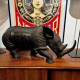 Carved wood rhinoceros Circa 1950 Wood 20th century - photo 7
