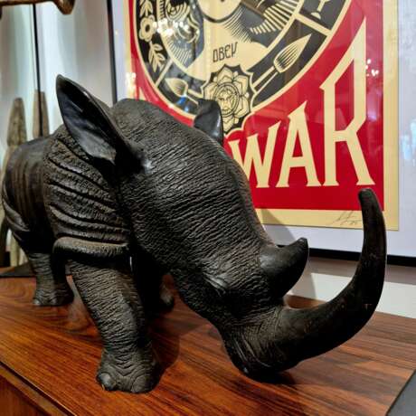 Carved wood rhinoceros Circa 1950 Wood 20th century - photo 13