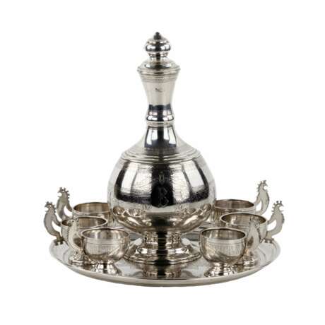 Elegant silver vodka set in the neo-Russian style workshop S.M. Ikonnikov. Silver 84 Gilding 19th century - photo 1
