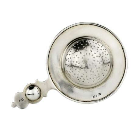 Russian silver tea strainer with enamel decor in the spirit of Russian Art Nouveau. Silver 84 Cloisonné enamel Gilding Early 20th century - photo 2