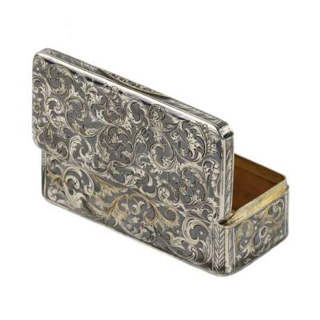 Russian silver snuffbox with niello. Russia 19th century. Blacking Romanticism 19th century - photo 4