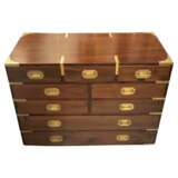 19th Century English Campaign Marine Chest of Drawers in Mahogany Metal 19th century - photo 1