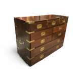 19th Century English Campaign Marine Chest of Drawers in Mahogany Metal 19th century - photo 7