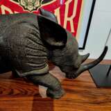 Carved wood rhinoceros Circa 1950 Wood 20th century - photo 3