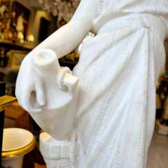 Young woman with jug, Carrara marble, signed Bonnal, early 20th century