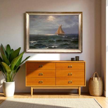 Seascape with Sailing Vessel by Alexander Reich-Staffelstein 20th Century Canvas 20th century - photo 8