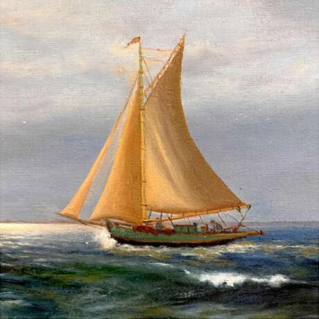 Seascape with Sailing Vessel by Alexander Reich-Staffelstein 20th Century Canvas 20th century - photo 11