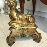 Pair of 19th Century Gilt Bronze Fire Dogs in the Ancient Egyptian Style Bronze 19th century - Foto 3