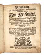 Antiquarische Bücher. Verordnungen Landgrafschaft Cassel 1739