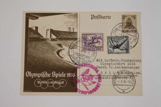 Vier Belege Luftschiff Hindenburg Olympiafahrt - Foto 6