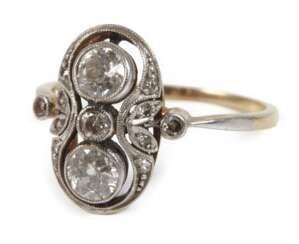 Damenring mit Diamanten Art déco 