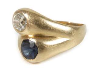 Damenring mit Diamant und Saphir