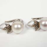 Paar Ohrringe mit Perlen und Diamanten - photo 2
