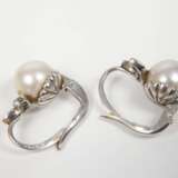 Paar Ohrringe mit Perlen und Diamanten - photo 3