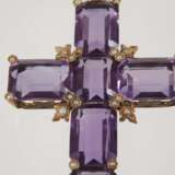 Opulentes Kreuz mit Amethysten und Perlen - photo 1