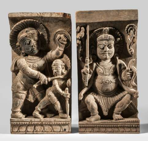 Paar Paneele aus Holz mit Darstellungen des Bhairava - Foto 1