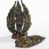 Vier Bronzeblätter eines Lotos-Mandala - photo 2