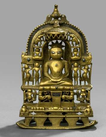 Jain-Altar aus messingfarbener Bronze mit Silbereinlagen - photo 1