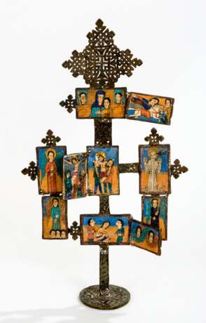 Seltenes und grosses Kreuz mit Gottesmutter, Kreuzigung Jesu und Heilige - photo 1