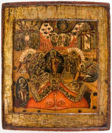 Ikonographisch aussergewöhnliche Ikone der Anastasis (Hadesfahrt und Auferstehung Christi) - Foto 1