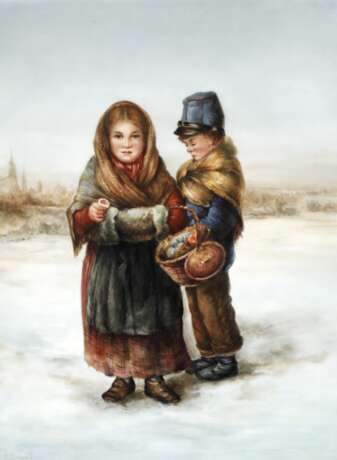 Bildplatte "Zwei Kinder mit Schwefelhölzer" - photo 1