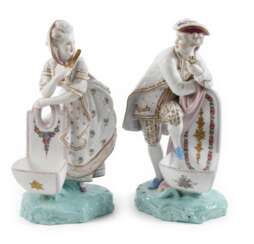 Edeldame und Rosenkavalier mit Blumenschale 