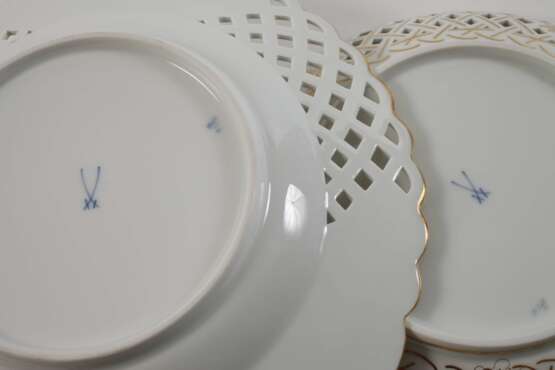 Meissen drei Durchbruchteile "Blaue Blume/Gold" - photo 3