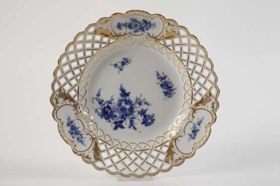 Meissen drei Durchbruchteile "Blaue Blume/Gold" - photo 4
