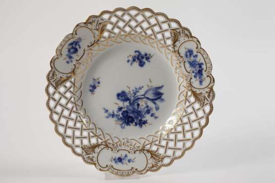 Meissen drei Durchbruchteile "Blaue Blume/Gold" - photo 5