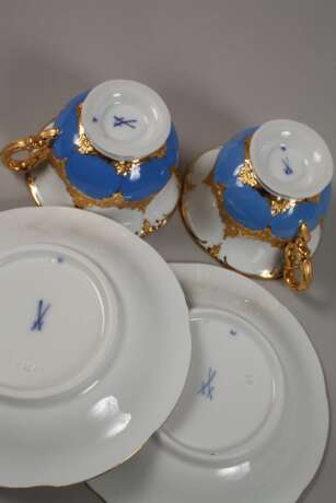Meissen Paar prunkvolle Mokkatassen "B-Form" - photo 3