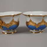 Meissen Paar prunkvolle Mokkatassen "B-Form" - photo 4
