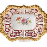 Meissen Prunkschale "Blumenbukett/Purpurfond" - Foto 1