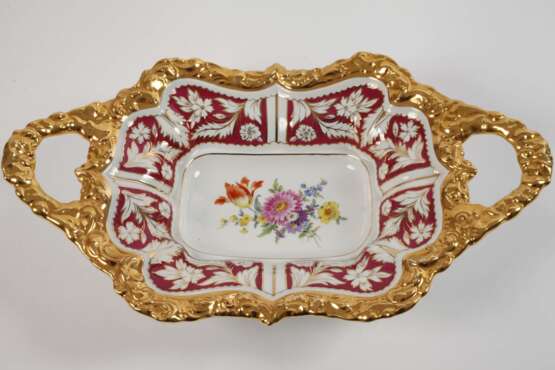 Meissen Prunkschale "Blumenbukett/Purpurfond" - Foto 2